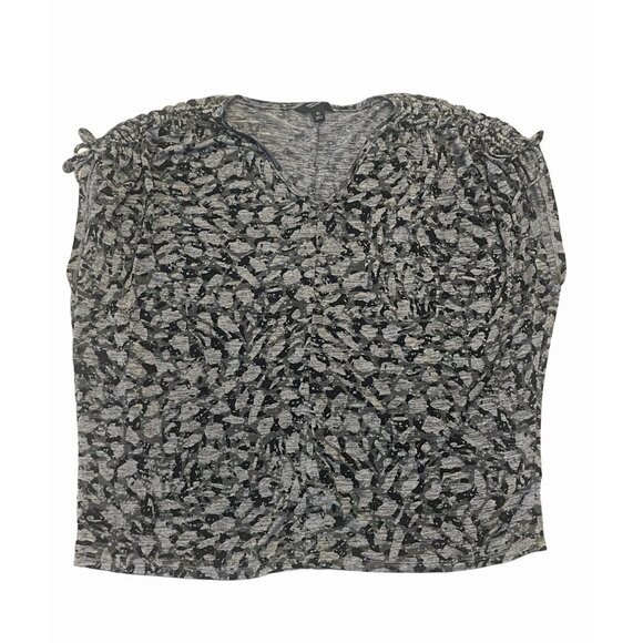 simply vera Wang ruched-shoulder dolman tee gray black print slinky soft XL - Picture 1 of 8